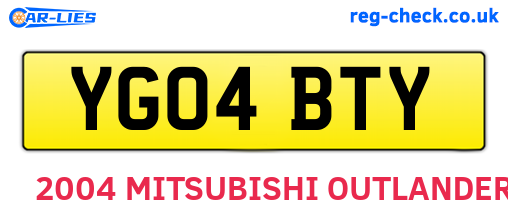 YG04BTY are the vehicle registration plates.