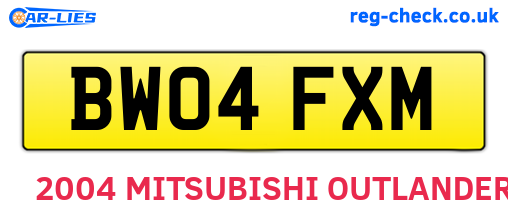 BW04FXM are the vehicle registration plates.