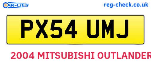 PX54UMJ are the vehicle registration plates.