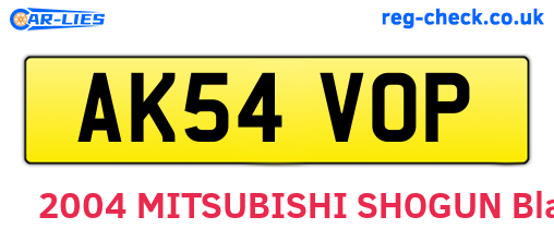 AK54VOP are the vehicle registration plates.