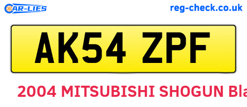 AK54ZPF are the vehicle registration plates.