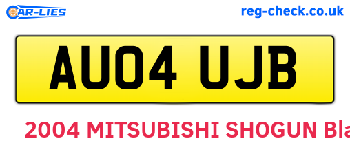 AU04UJB are the vehicle registration plates.