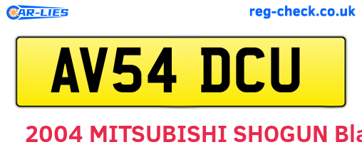 AV54DCU are the vehicle registration plates.