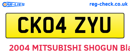 CK04ZYU are the vehicle registration plates.