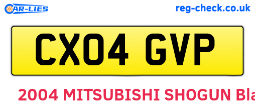 CX04GVP are the vehicle registration plates.
