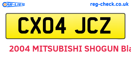 CX04JCZ are the vehicle registration plates.