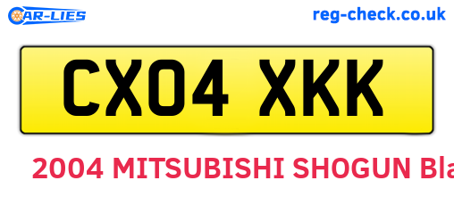 CX04XKK are the vehicle registration plates.