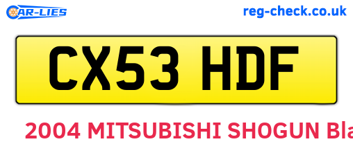 CX53HDF are the vehicle registration plates.