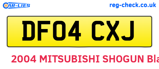 DF04CXJ are the vehicle registration plates.