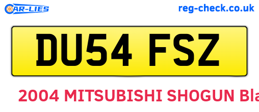 DU54FSZ are the vehicle registration plates.