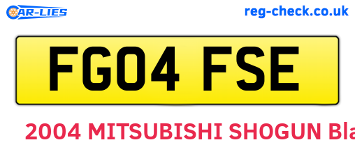 FG04FSE are the vehicle registration plates.