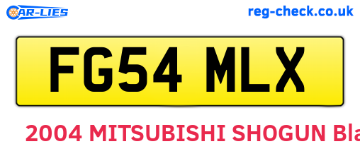 FG54MLX are the vehicle registration plates.