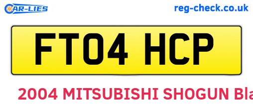 FT04HCP are the vehicle registration plates.