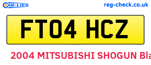 FT04HCZ are the vehicle registration plates.