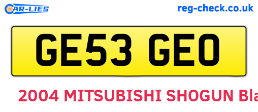 GE53GEO are the vehicle registration plates.