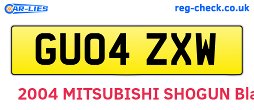 GU04ZXW are the vehicle registration plates.