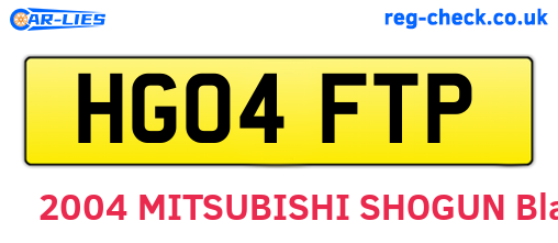 HG04FTP are the vehicle registration plates.
