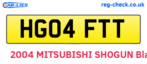 HG04FTT are the vehicle registration plates.