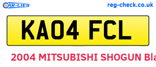 KA04FCL are the vehicle registration plates.