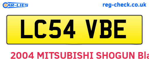 LC54VBE are the vehicle registration plates.