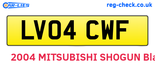 LV04CWF are the vehicle registration plates.