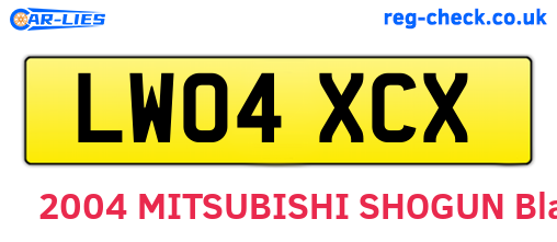 LW04XCX are the vehicle registration plates.