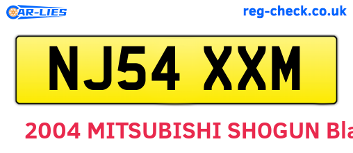 NJ54XXM are the vehicle registration plates.