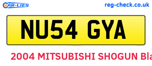 NU54GYA are the vehicle registration plates.