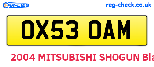 OX53OAM are the vehicle registration plates.