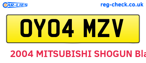 OY04MZV are the vehicle registration plates.