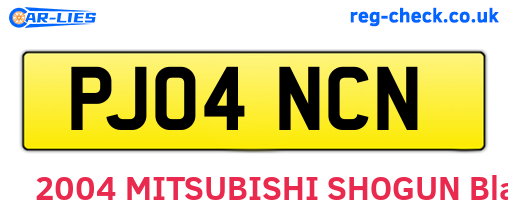 PJ04NCN are the vehicle registration plates.