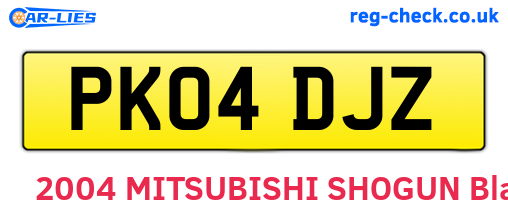 PK04DJZ are the vehicle registration plates.