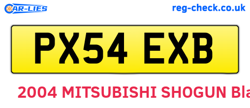 PX54EXB are the vehicle registration plates.