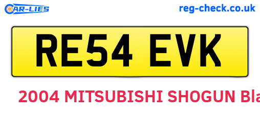 RE54EVK are the vehicle registration plates.