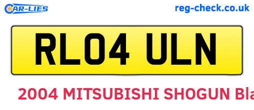 RL04ULN are the vehicle registration plates.