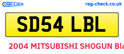 SD54LBL are the vehicle registration plates.