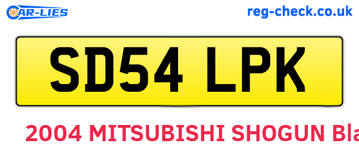 SD54LPK are the vehicle registration plates.