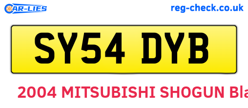 SY54DYB are the vehicle registration plates.