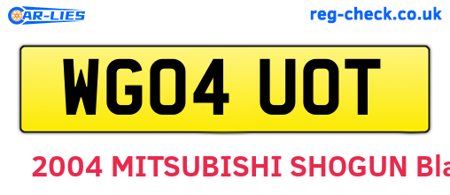 WG04UOT are the vehicle registration plates.