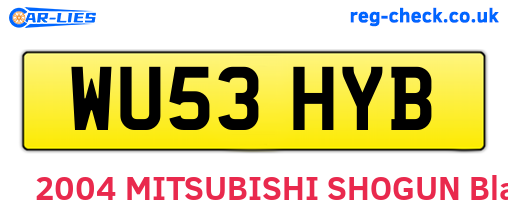 WU53HYB are the vehicle registration plates.
