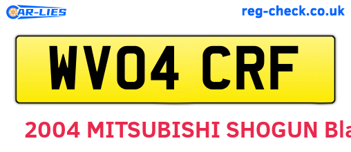 WV04CRF are the vehicle registration plates.