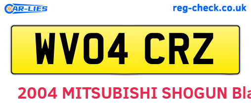 WV04CRZ are the vehicle registration plates.