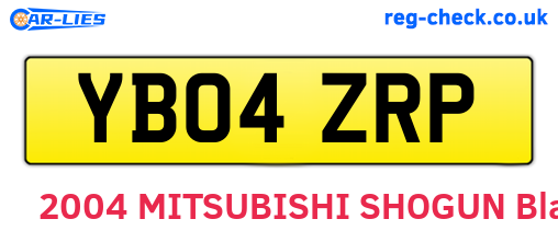 YB04ZRP are the vehicle registration plates.
