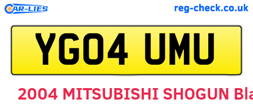 YG04UMU are the vehicle registration plates.