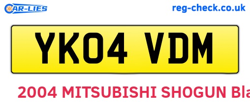 YK04VDM are the vehicle registration plates.