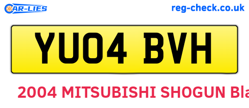 YU04BVH are the vehicle registration plates.