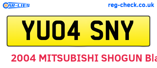 YU04SNY are the vehicle registration plates.