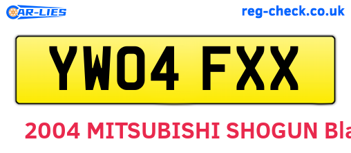 YW04FXX are the vehicle registration plates.