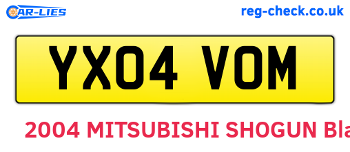 YX04VOM are the vehicle registration plates.