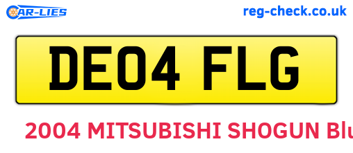 DE04FLG are the vehicle registration plates.